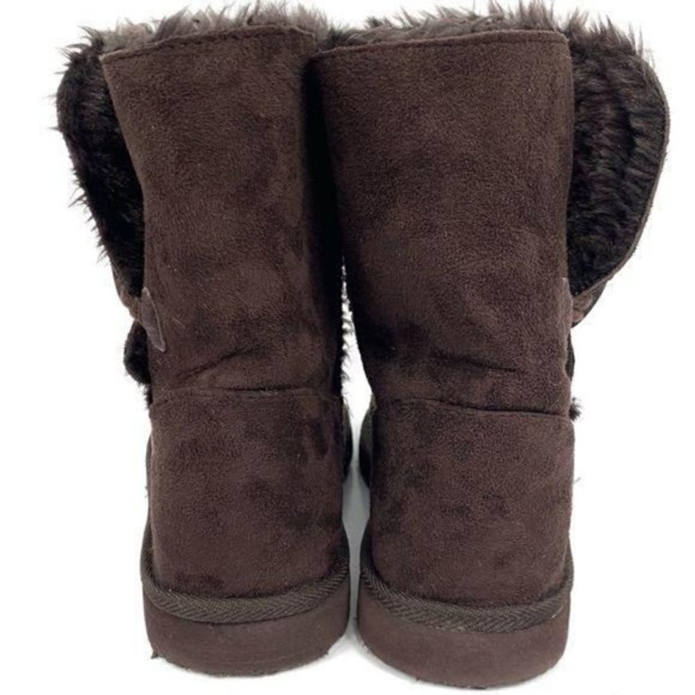 Bumper Brown Faux Suede & Fur Boots Size 7 - Picture 6 of 8